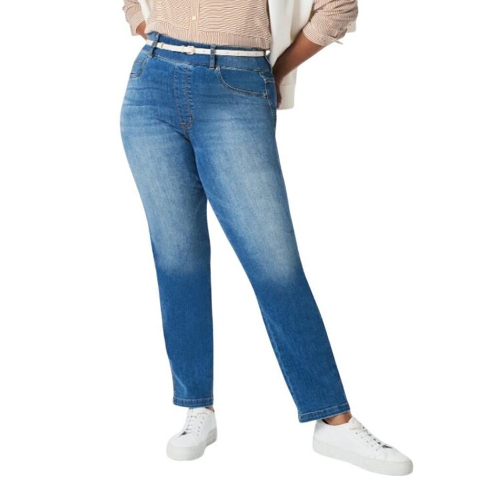 Spanx EveryWear Straight Leg Jeans 20356R Blue Wash Women 1X
